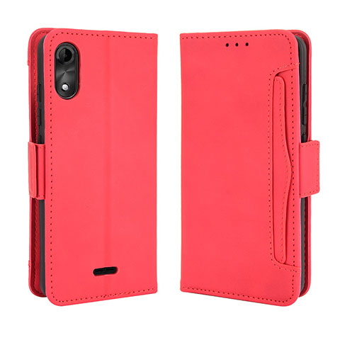 Custodia Portafoglio In Pelle Cover con Supporto BY3 per Wiko Y51 Rosso