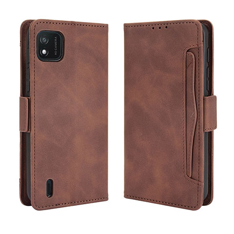 Custodia Portafoglio In Pelle Cover con Supporto BY3 per Wiko Y62 Marrone