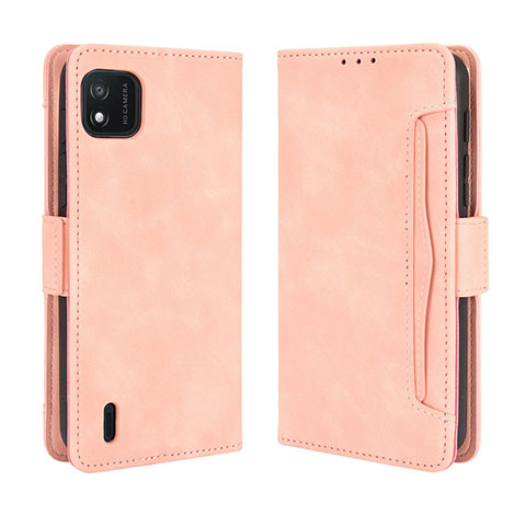 Custodia Portafoglio In Pelle Cover con Supporto BY3 per Wiko Y62 Rosa