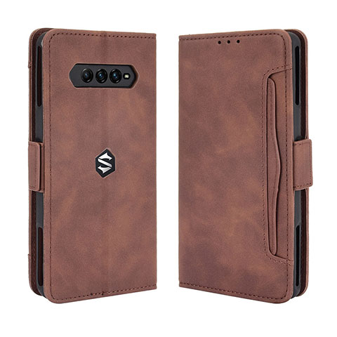 Custodia Portafoglio In Pelle Cover con Supporto BY3 per Xiaomi Black Shark 4 Pro 5G Marrone