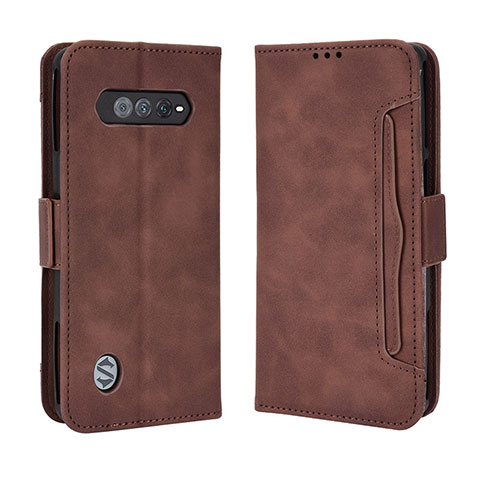 Custodia Portafoglio In Pelle Cover con Supporto BY3 per Xiaomi Black Shark 4S Pro 5G Marrone