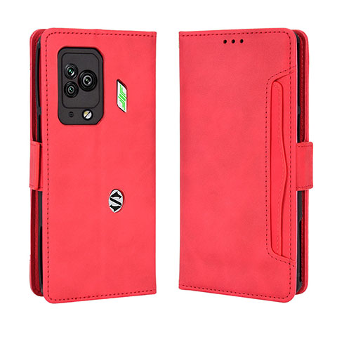 Custodia Portafoglio In Pelle Cover con Supporto BY3 per Xiaomi Black Shark 5 Pro 5G Rosso