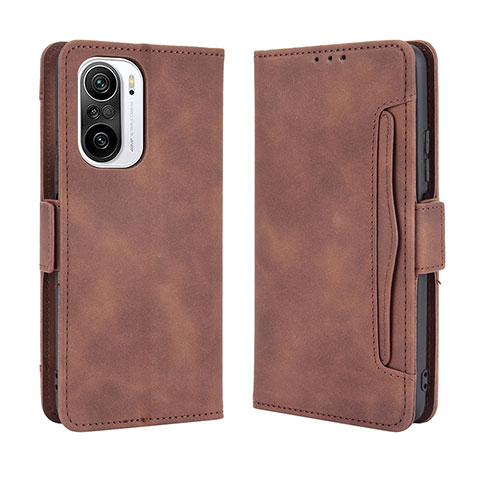 Custodia Portafoglio In Pelle Cover con Supporto BY3 per Xiaomi Mi 11i 5G Marrone