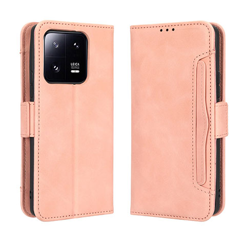 Custodia Portafoglio In Pelle Cover con Supporto BY3 per Xiaomi Mi 13 5G Rosa