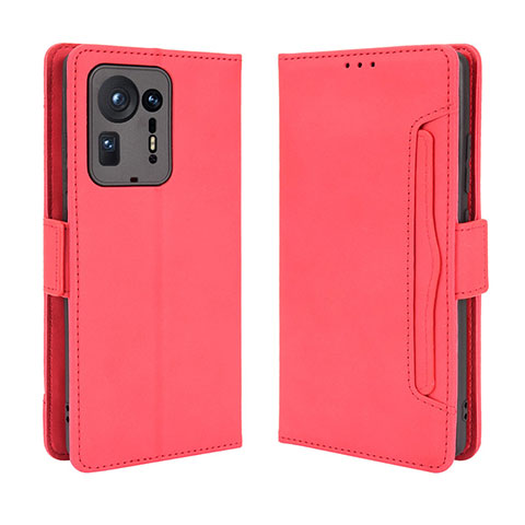 Custodia Portafoglio In Pelle Cover con Supporto BY3 per Xiaomi Mi Mix 4 5G Rosso