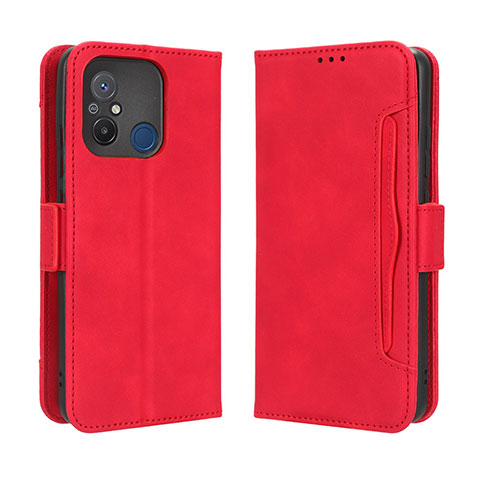 Custodia Portafoglio In Pelle Cover con Supporto BY3 per Xiaomi Poco C55 Rosso