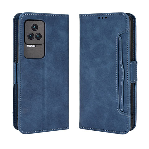 Custodia Portafoglio In Pelle Cover con Supporto BY3 per Xiaomi Poco F4 5G Blu