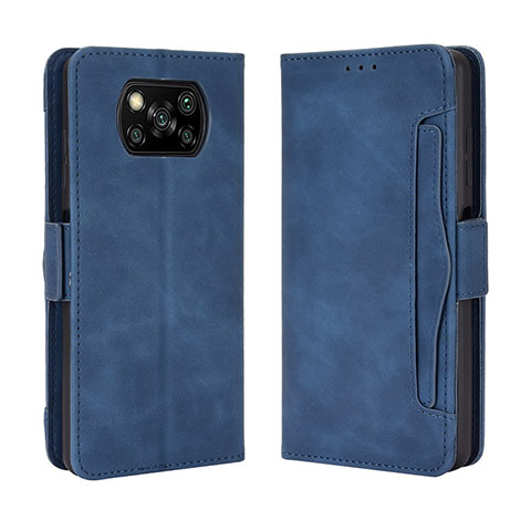 Custodia Portafoglio In Pelle Cover con Supporto BY3 per Xiaomi Poco X3 Pro Blu