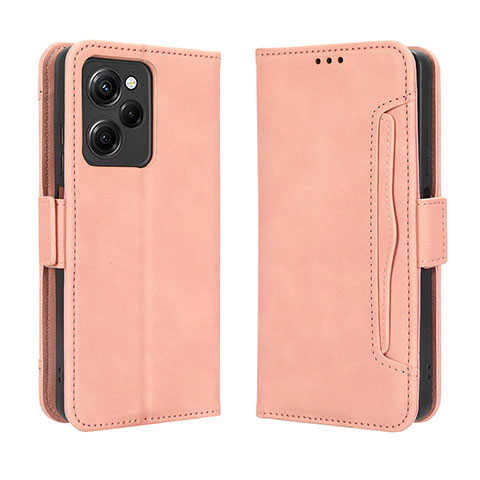 Custodia Portafoglio In Pelle Cover con Supporto BY3 per Xiaomi Poco X5 Pro 5G Rosa