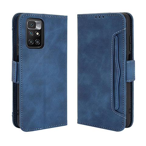 Custodia Portafoglio In Pelle Cover con Supporto BY3 per Xiaomi Redmi 10 (2022) Blu