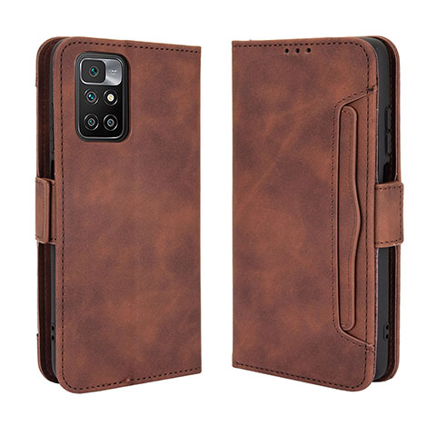 Custodia Portafoglio In Pelle Cover con Supporto BY3 per Xiaomi Redmi 10 (2022) Marrone