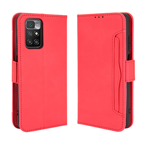 Custodia Portafoglio In Pelle Cover con Supporto BY3 per Xiaomi Redmi 10 (2022) Rosso