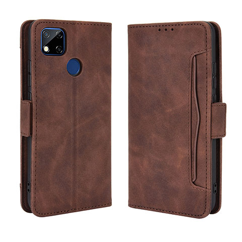 Custodia Portafoglio In Pelle Cover con Supporto BY3 per Xiaomi Redmi 9 India Marrone