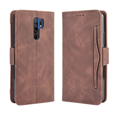 Custodia Portafoglio In Pelle Cover con Supporto BY3 per Xiaomi Redmi 9 Prime India Marrone