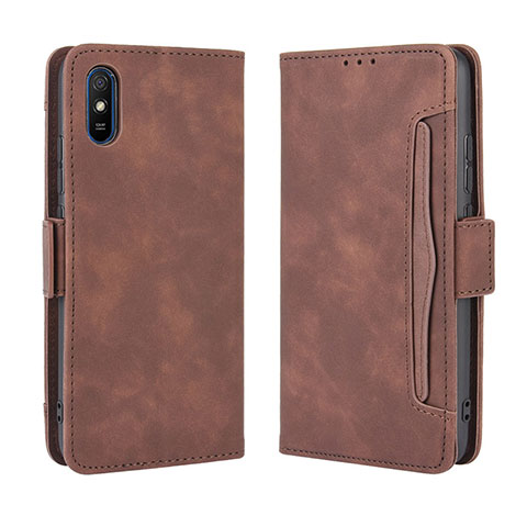 Custodia Portafoglio In Pelle Cover con Supporto BY3 per Xiaomi Redmi 9i Marrone