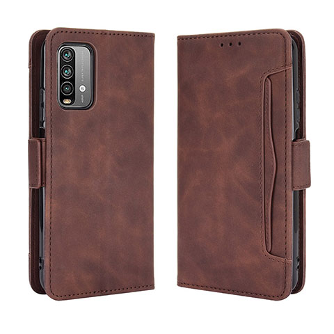 Custodia Portafoglio In Pelle Cover con Supporto BY3 per Xiaomi Redmi 9T 4G Marrone