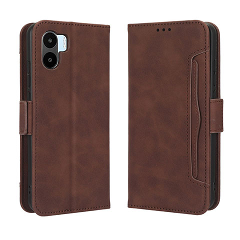 Custodia Portafoglio In Pelle Cover con Supporto BY3 per Xiaomi Redmi A2 Plus Marrone