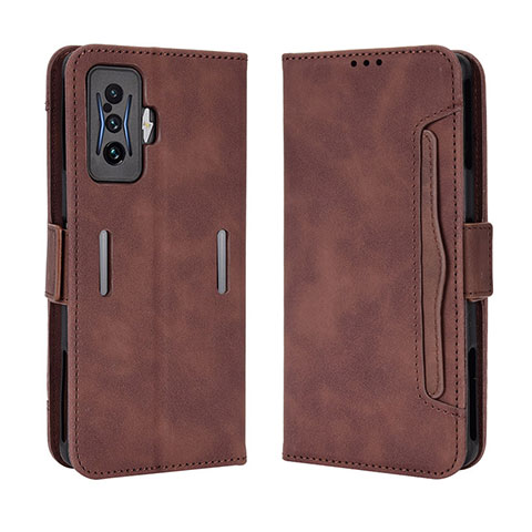 Custodia Portafoglio In Pelle Cover con Supporto BY3 per Xiaomi Redmi K50 Gaming AMG F1 5G Marrone