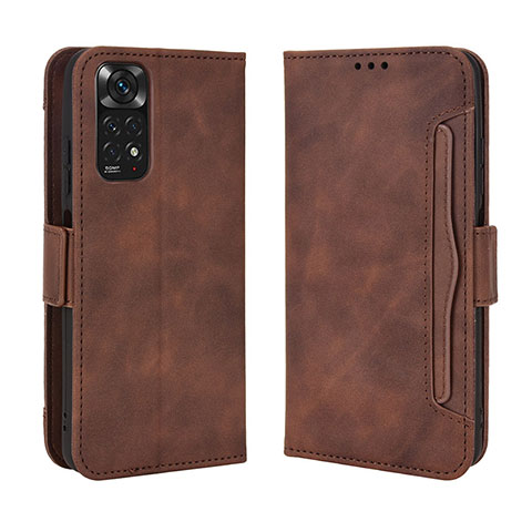 Custodia Portafoglio In Pelle Cover con Supporto BY3 per Xiaomi Redmi Note 11 4G (2022) Marrone