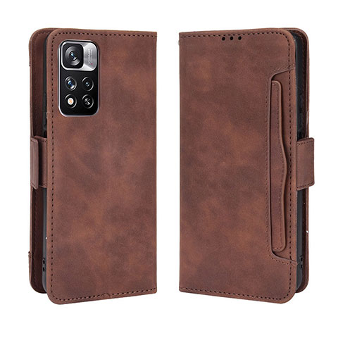 Custodia Portafoglio In Pelle Cover con Supporto BY3 per Xiaomi Redmi Note 11 Pro+ Plus 5G Marrone