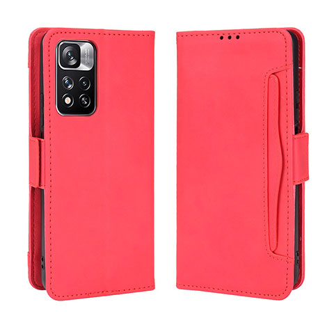 Custodia Portafoglio In Pelle Cover con Supporto BY3 per Xiaomi Redmi Note 11 Pro+ Plus 5G Rosso