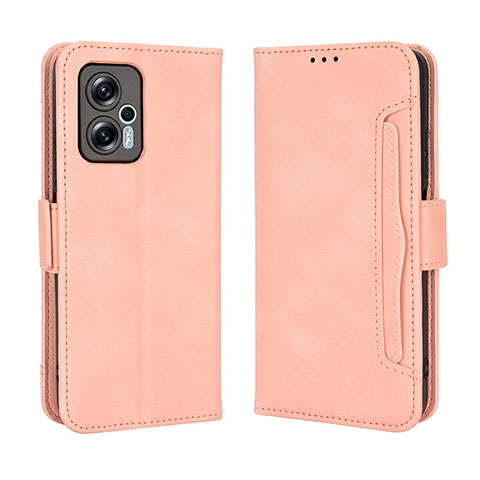 Custodia Portafoglio In Pelle Cover con Supporto BY3 per Xiaomi Redmi Note 11T Pro+ Plus 5G Rosa