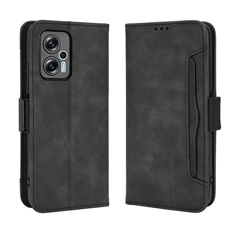 Custodia Portafoglio In Pelle Cover con Supporto BY3 per Xiaomi Redmi Note 12T Pro 5G Nero