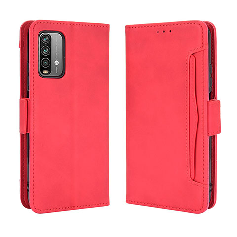 Custodia Portafoglio In Pelle Cover con Supporto BY3 per Xiaomi Redmi Note 9 4G Rosso