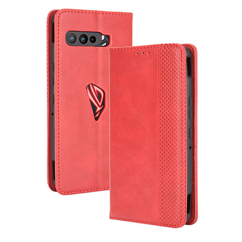 Custodia Portafoglio In Pelle Cover con Supporto BY4 per Asus ROG Phone 3 Rosso