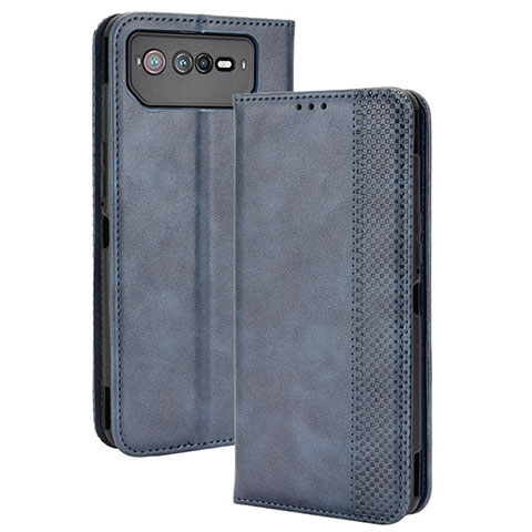 Custodia Portafoglio In Pelle Cover con Supporto BY4 per Asus ROG Phone 6 Pro Blu