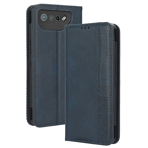 Custodia Portafoglio In Pelle Cover con Supporto BY4 per Asus ROG Phone 7 Blu