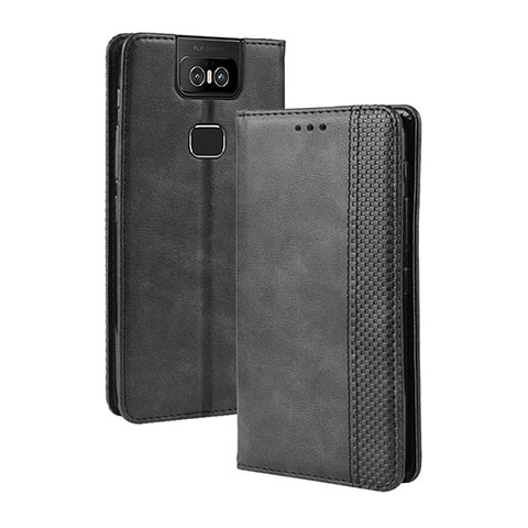 Custodia Portafoglio In Pelle Cover con Supporto BY4 per Asus Zenfone 6 ZS630KL Nero