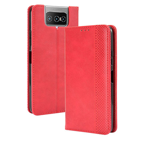 Custodia Portafoglio In Pelle Cover con Supporto BY4 per Asus Zenfone 7 Pro ZS671KS Rosso