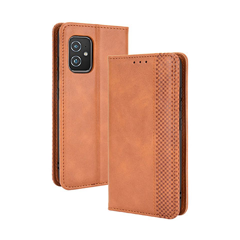 Custodia Portafoglio In Pelle Cover con Supporto BY4 per Asus ZenFone 8 Mini Marrone