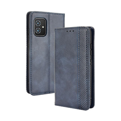 Custodia Portafoglio In Pelle Cover con Supporto BY4 per Asus Zenfone 8 ZS590KS Blu