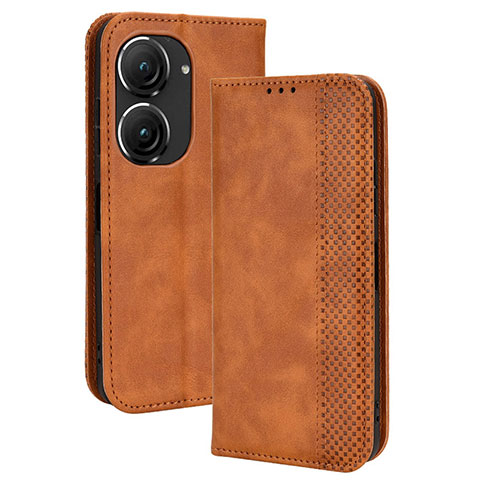 Custodia Portafoglio In Pelle Cover con Supporto BY4 per Asus Zenfone 9 Marrone