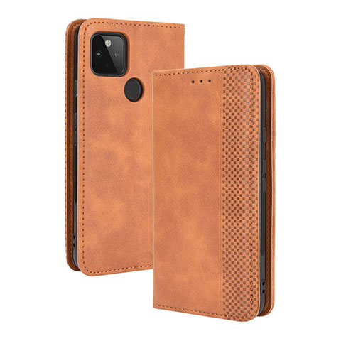 Custodia Portafoglio In Pelle Cover con Supporto BY4 per Google Pixel 4a 5G Marrone