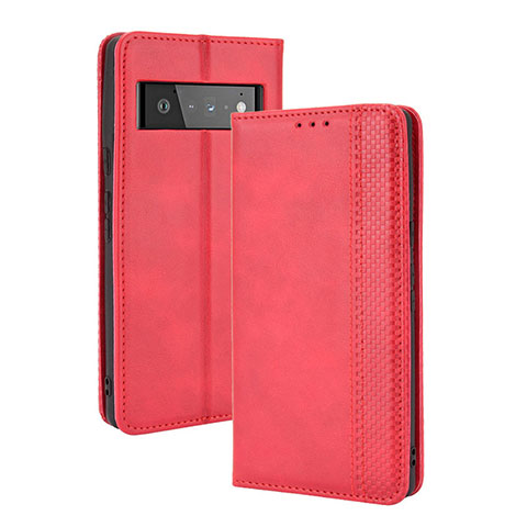 Custodia Portafoglio In Pelle Cover con Supporto BY4 per Google Pixel 6 Pro 5G Rosso