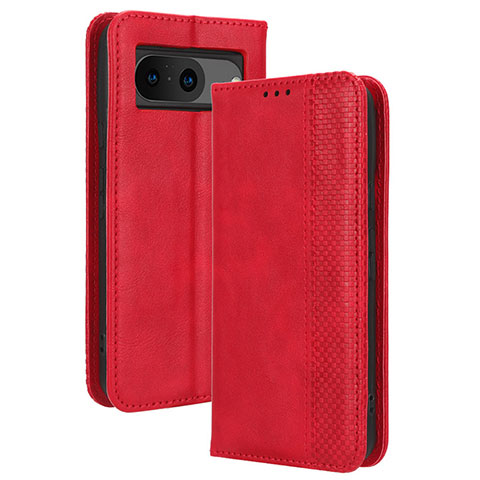 Custodia Portafoglio In Pelle Cover con Supporto BY4 per Google Pixel 8 5G Rosso