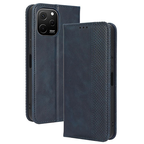 Custodia Portafoglio In Pelle Cover con Supporto BY4 per Huawei Enjoy 50z Blu