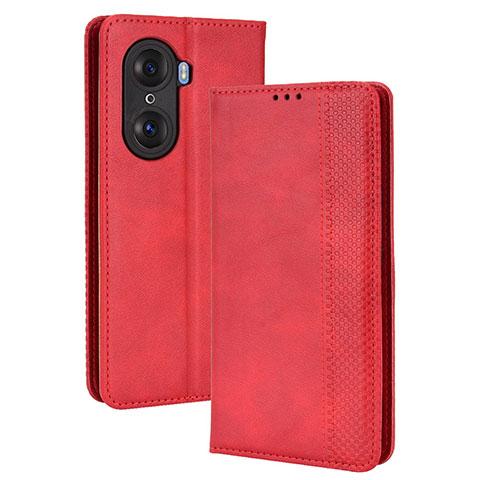 Custodia Portafoglio In Pelle Cover con Supporto BY4 per Huawei Honor 60 Pro 5G Rosso