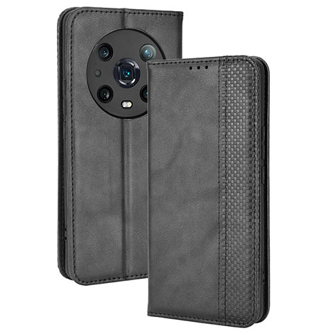 Custodia Portafoglio In Pelle Cover con Supporto BY4 per Huawei Honor Magic4 Pro 5G Nero