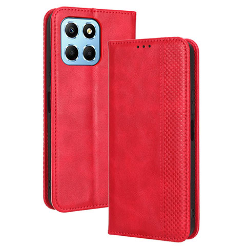 Custodia Portafoglio In Pelle Cover con Supporto BY4 per Huawei Honor X6 5G Rosso