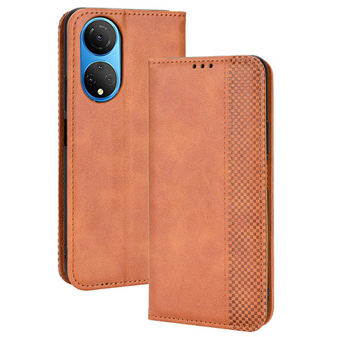 Custodia Portafoglio In Pelle Cover con Supporto BY4 per Huawei Honor X7 Marrone