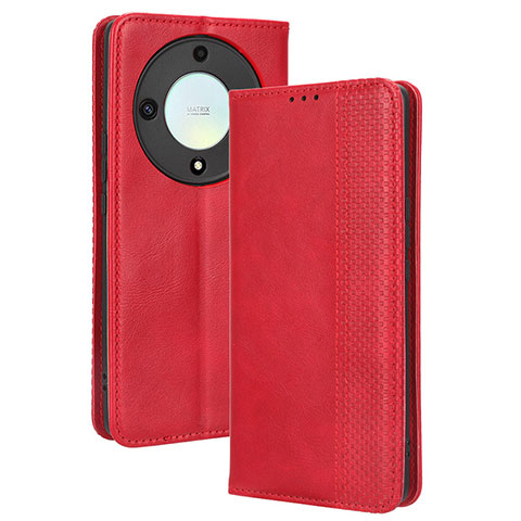 Custodia Portafoglio In Pelle Cover con Supporto BY4 per Huawei Honor X9a 5G Rosso