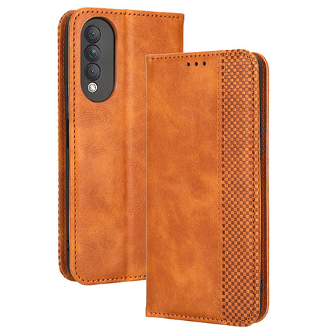 Custodia Portafoglio In Pelle Cover con Supporto BY4 per Huawei Nova 10z Marrone