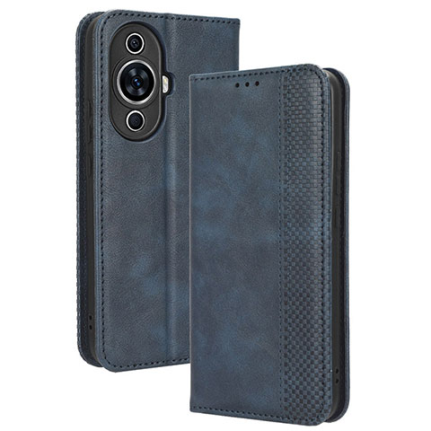 Custodia Portafoglio In Pelle Cover con Supporto BY4 per Huawei Nova 11 Blu