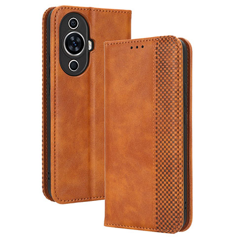 Custodia Portafoglio In Pelle Cover con Supporto BY4 per Huawei Nova 11 Ultra Marrone