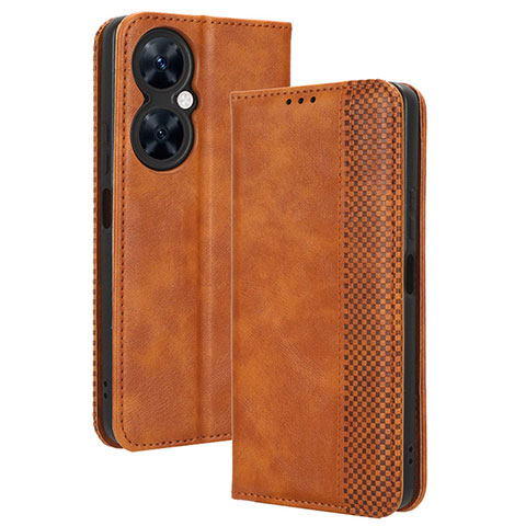 Custodia Portafoglio In Pelle Cover con Supporto BY4 per Huawei Nova 11i Marrone