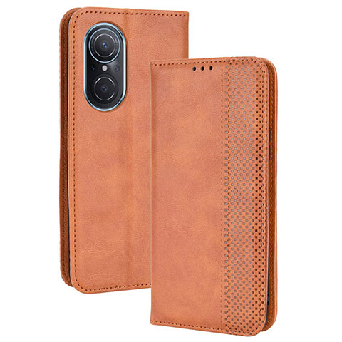 Custodia Portafoglio In Pelle Cover con Supporto BY4 per Huawei Nova 9 SE Marrone